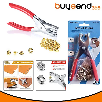 £4.49 • Buy Craft Fabric Eyelet Pliers Tool Kit & 100 Free Brass Gold Eyelets Grommets