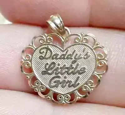 925 Sterling Silver Daddy's Little Girls Heart Pendant 14K Yellow Gold Plated • $159.99