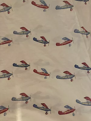 POTTERY BARN KIDS Twin Vintage Airplane Duvet Red Blue Yellow Retro Planes • $38.49