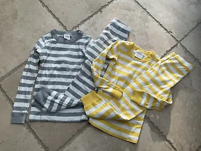 HANNA ANDERSSON Gray/Yellow/White Striped Organic Long Pajama LOT; Size 110 (5) • $39