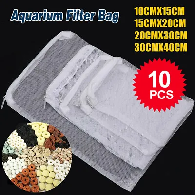 £6.15 • Buy 5/10PC Nylon Mesh Zip Net Bag Aquarium Fish Tank Pond Filter Supplies Media Tool
