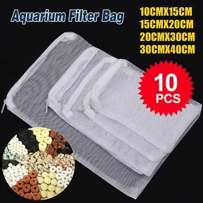 5/10PC Nylon Mesh Zip Net Bag Aquarium Fish Tank Pond Filter Supplies Media Tool • £2.72