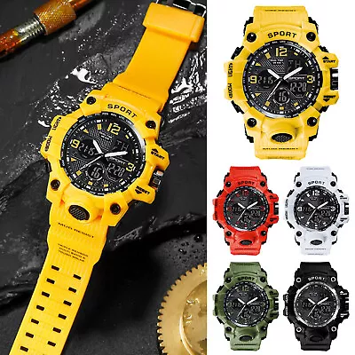 Mens Waterproof Watch Sport Military Analog Quartz Digital Wrist Watches UK • £8.99