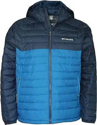 Columbia Men's Size Large White Out II Hooded Omni Heat Winter Coat Jacket Blue • $89.96