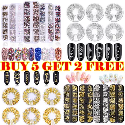 3D Assorted Nail Decals Decoration Nail Art Rhinestones Mix Gem Designs Tips DIY • $4.99