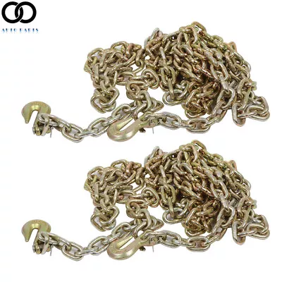 3/8 X20' G70 Tow Chain Tie Down Binder Chain Flatbed Truck Trailer Safety 2 Pack • $91.50