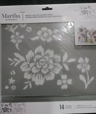 Martha Stewart Laser  Stencil Bundle Layering Flower & Fancy Elephant Adhesive  • $12