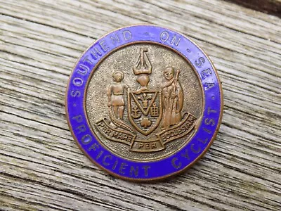 £4.99 • Buy Vintage C.1920's SOUTHEND ON SEA PROFICIENT CYCLIST Enamel Bicycle Badge