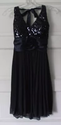 Party Dress SIZE MEDIUM Black And Blue Halter Dress Sequins NEW WITH TAGS MACY'S • $20