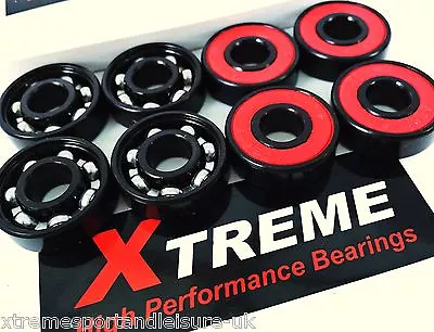 8 X Xtreme 608 2rs ABEC 5 REDS SWISS BEARINGS SCOOTER SKATEBOARD RATED UK SELLER • £12.99