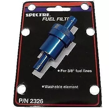 Spectre Blue Billet Aluminum 3/8  Fuel Gas Filters Re-Usable Washable Cleanable • $11.99