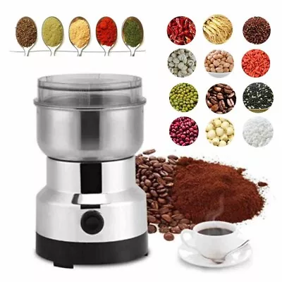 220V Electric Coffee Grinder Grinding Milling Nut Bean Spice Matte Blade Blender • £9.59