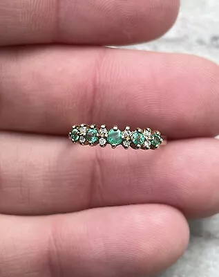 9ct Gold Emerald & Diamond Ring • £44