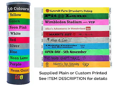 £5.49 • Buy Plain & Custom Printed Tyvek Wristbands: 19mm - Parties & Identification