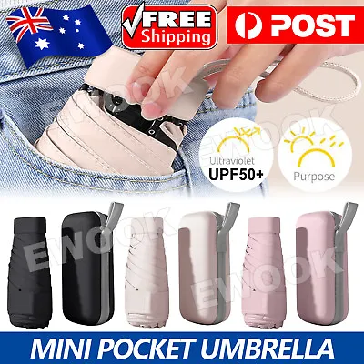 Mini Pocket Umbrella Anti-UV Sun/Rain Windproof 6 Folding Ultra Light Umbrella • $10.95