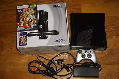Black Microsoft Xbox 360 Kinect Sensor 250 GB System Console With Box #287 • $129.99