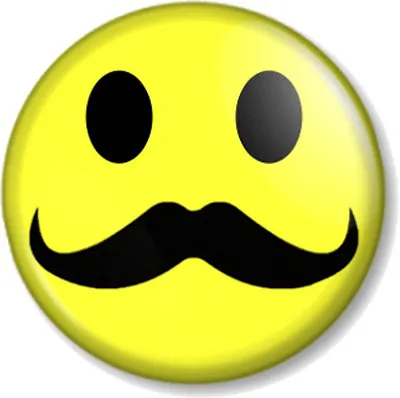 £0.99 • Buy Moustache Smiley 25mm 1  Pin Button Badge Novelty Movember Mustache Tash Hipster