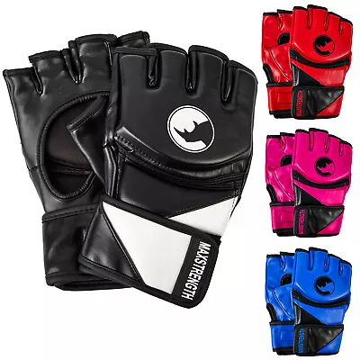 MMA Gloves Grappling Martial Arts Training Synthetic Leather Sparring Mitts UFC • £14.85