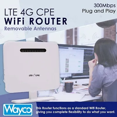 £56.80 • Buy 4G Wireless Router 300Mbps Removable External Antenna  WiFi & SIM Card UNLOCKED