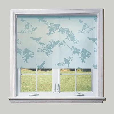 £13.50 • Buy Duck Egg Blue Birds Sheer Roller Blind - FREE CUT TO SIZE SERVICE