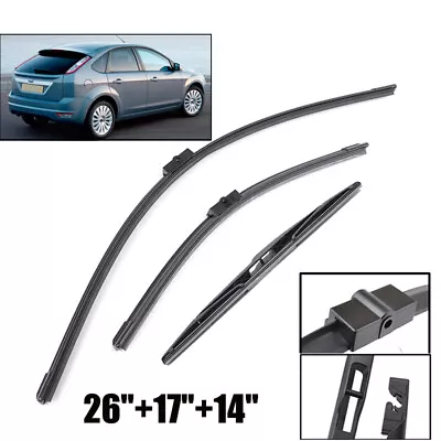 For Ford Focus MK2 Hatchback 04-11 3Pcs Front & Rear Windscreen Wiper Blades Set • $14.99