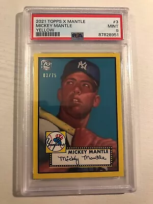 2021 Topps X Mickey Mantle 1952 Yellow /75 #3 Mint PSA 9 • $249.99