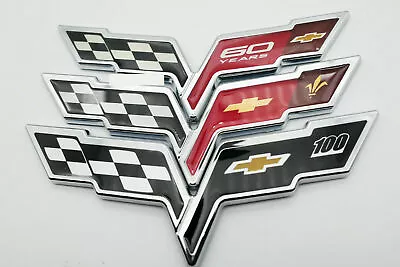 1X F1 60 Years Corvette Cross Flags Badge Emblem For CHEVY C6 C7 C8 • $13.99