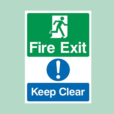 £2.79 • Buy Fire Exit Keep Clear Plastic Sign/Sticker - Fire Exit, Escape (MISC13)