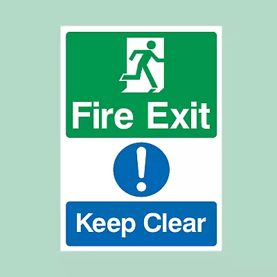 £2.79 • Buy Fire Exit Keep Clear Plastic Sign/Sticker - Fire Exit, Escape (MISC13)