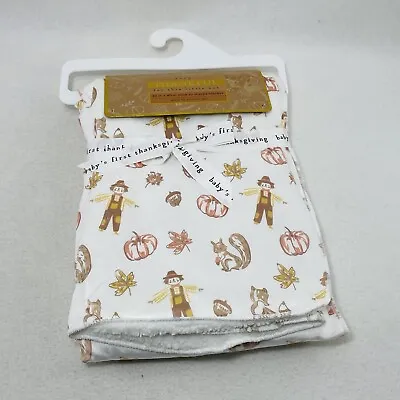 Baby Blanket Mink Sherpa 30x40” Nursery Infant Fall First Thanksgiving Pumpkin • $19.79