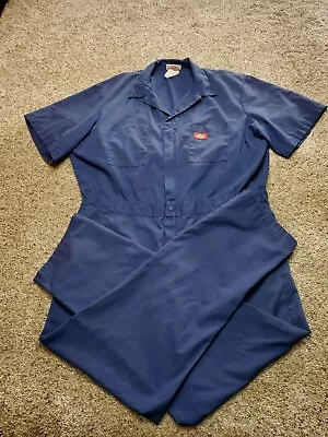 Vintage Dickies Coveralls XL/2XL Blue Short Sleeve Workwear Full Zip 90s  • $25