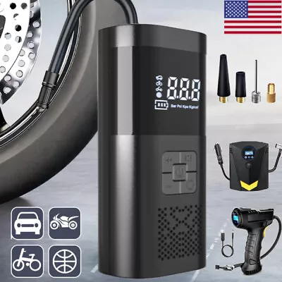 Cycling Air Pump Bike Tire Inflator 12V Rechageable Car Digital Air Compressor • $18.99