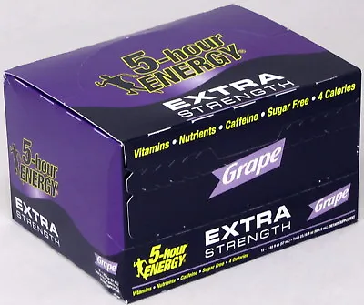 5 Hour Energy Shot Extra Strength Grape 12 Count 1.93 Oz Sugar Five Free Hr • $34.99