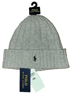 POLO Ralph Lauren PONY Men's Wool Blend Skull Cap Beanie Gray One Size NEW NWT • $29.99