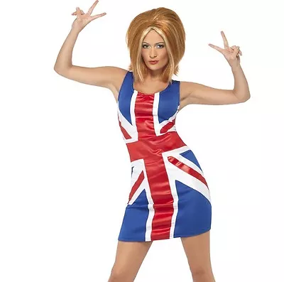 Ladies Union Jack Fancy Dress Costume Dress Ginger Spice Girl By Smiffys • £19.99