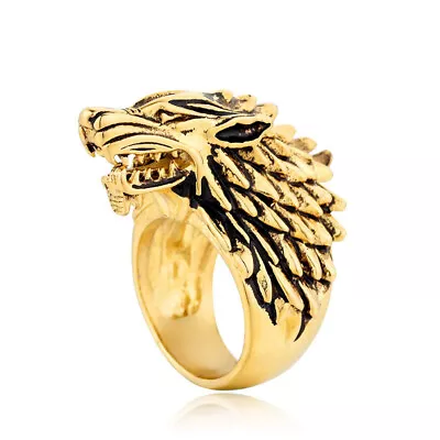 $13.99 • Buy Nodic Viking Ice Wolf Head Ring Stainless Steel Men Gothic Biker Wolf Punk Ring