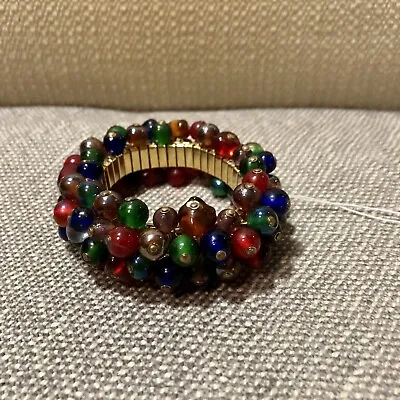 Vintage Multi-Color Glass Bead Expansion Band Bracelet • $30