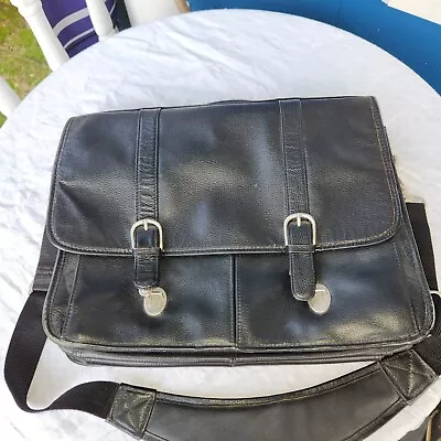 Wilson Black 100% Leather Messenger Bag Briefcase • $30
