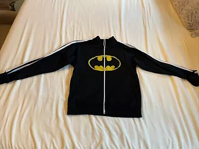 2007 BATMAN Dark Knight Distressed Logo Track Jacket Black/Yellow/White - Small • $50