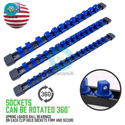 ABS Socket Storage Rail Rack Sliding Holder Organize Mountable 1/4  3/8  1/2  US • $9.49
