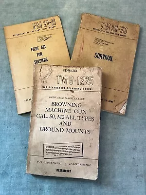 3 Vintage Army Manuals 1944 TM 9-1225 Ordnance Maintenance Survival & First Aid • $50.15