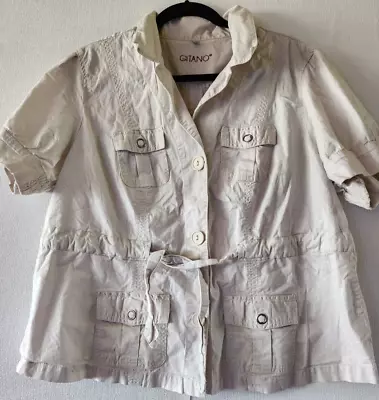 Vintage 90s Y2K GITANO Sz 20W Off White Button Front Camp Shirt Shacket • $23