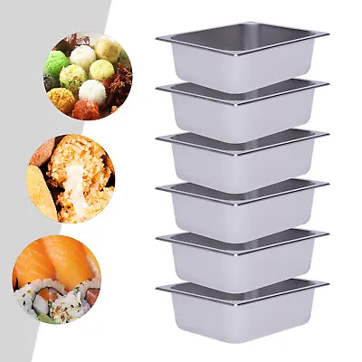 6 Pack 4  HALF Size Deep Food Pan Stainless Steam Table Catering Buffet PansO • $48.45