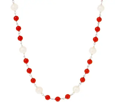 Honora Cultured Pearl & Gemstone Bead 36  Necklace Sterling Silver QVC  • £168.82