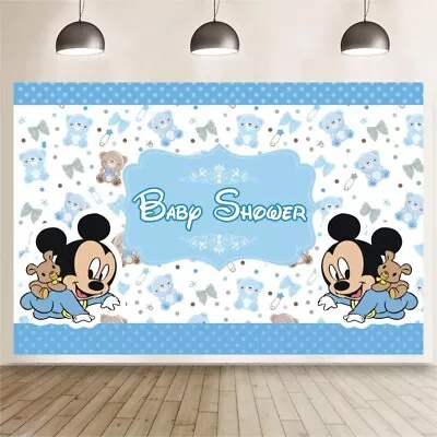 Cartoon Mickey Mouse Backdrop Baby Shower Party Home Studio Photo Background • $11.75