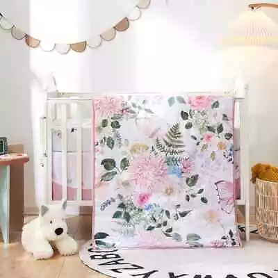 4 Pcs Crib Set For Boys Girls Blanket Crib Skirt Crib Sheets Diaper Stacker Soft • $53.80