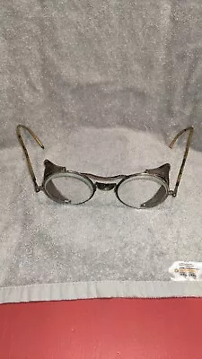 Vintage Round Safety Glasses Motorcycle Goggles With Side Screens • $50