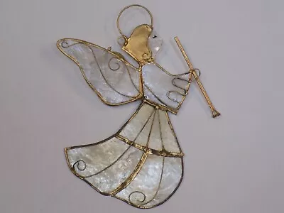 Angel Christmas Ornament Thin Natural Shell Gold Metal Tree Holiday Religious 5  • $14.99