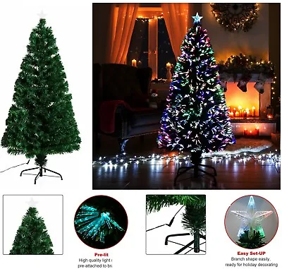 £24.95 • Buy Fibre Optic Christmas Tree Xmas LED Lights Pre Lit Star Green Color Changing New
