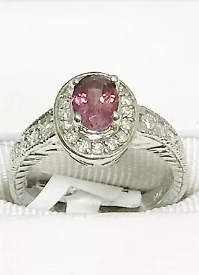 Ladies New 14k Karat White Gold Natural Diamond And Tourmaline Ring  1 Carats • $799